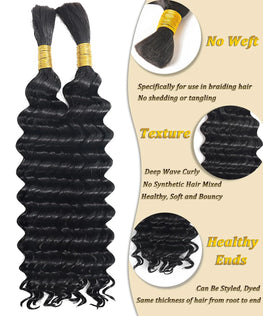 Deep Wave Braiding Hair - 100% virgin human hair - #1
