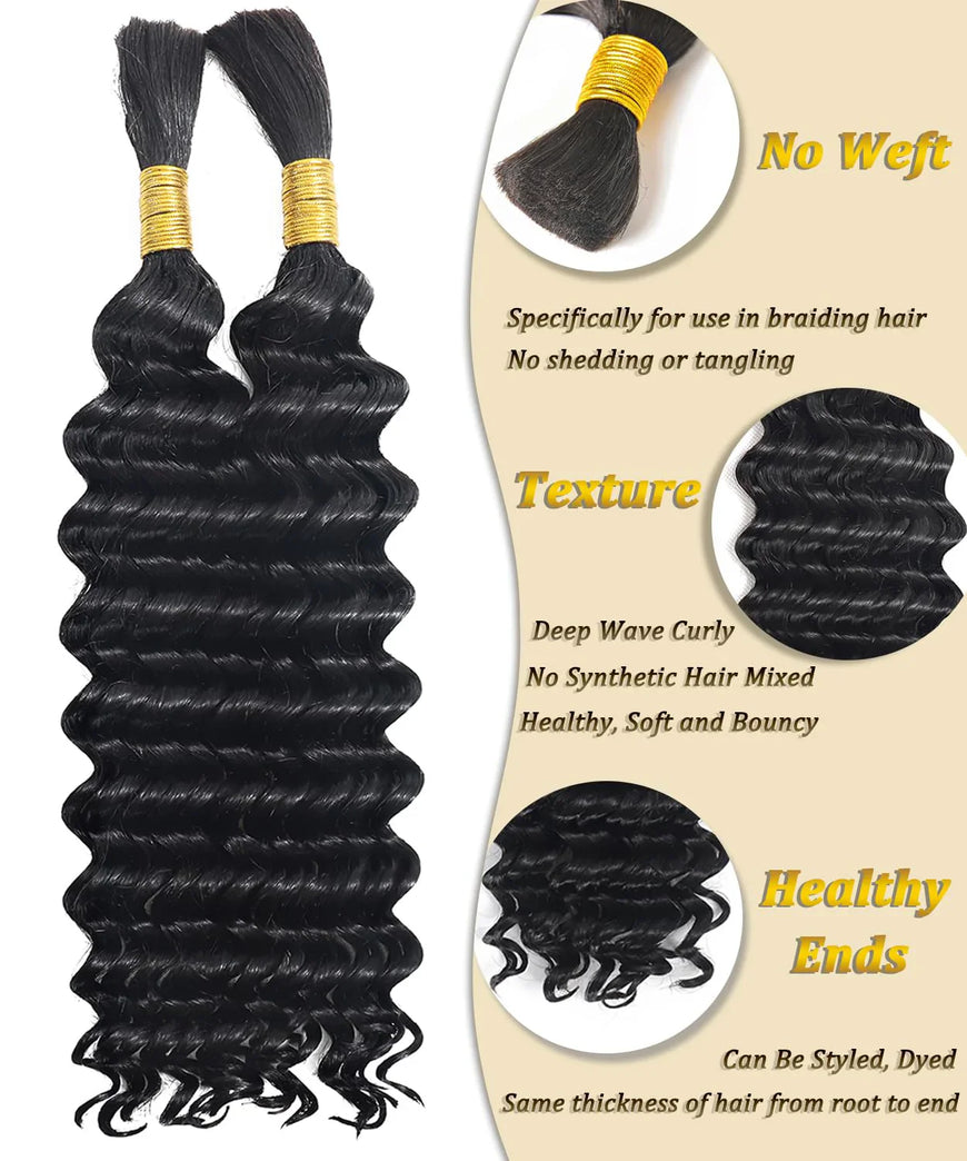 Deep Wave Braiding Hair - 100% virgin human hair - #1