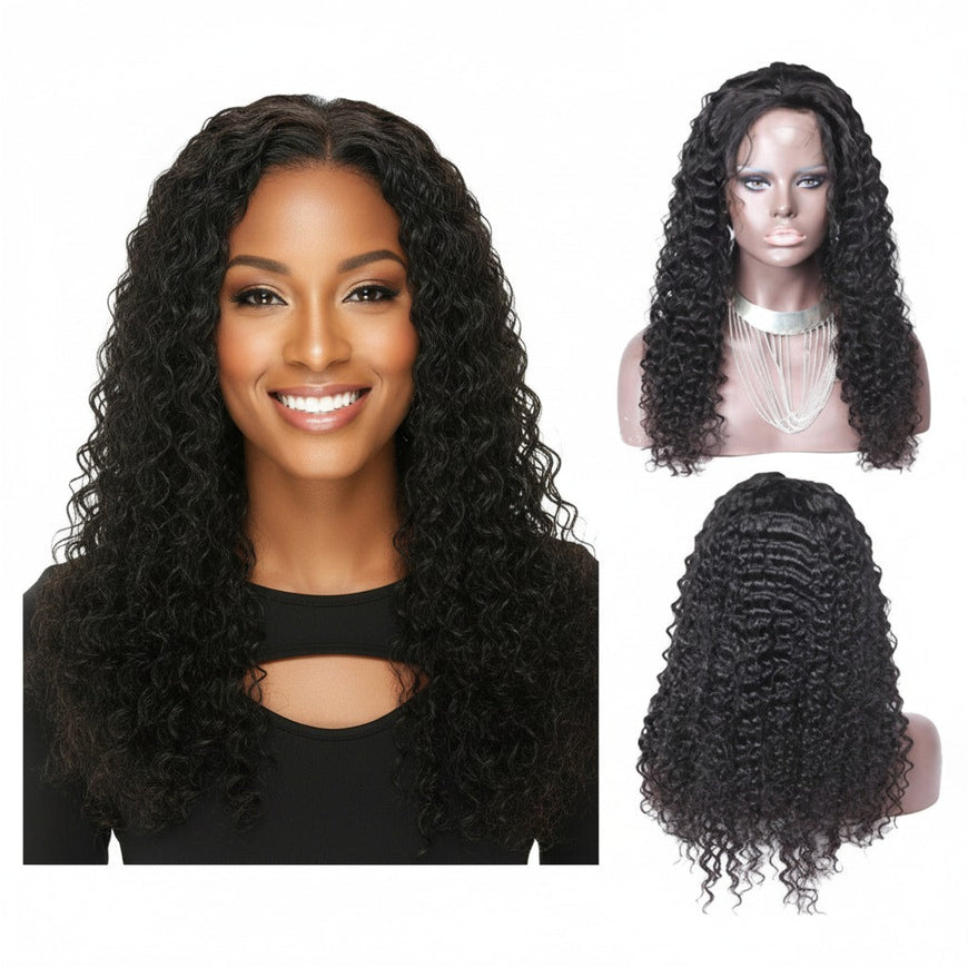 Transparent 100% Virgin Malaysian Deep Wave Lace Frontal Human Hair Wig