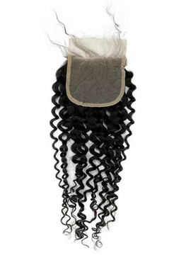 Malaysian Jerry Curl Human Hair Closure 16 Inch