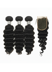 3 Bundle Malaysian Deep Wave Set w/ Closure